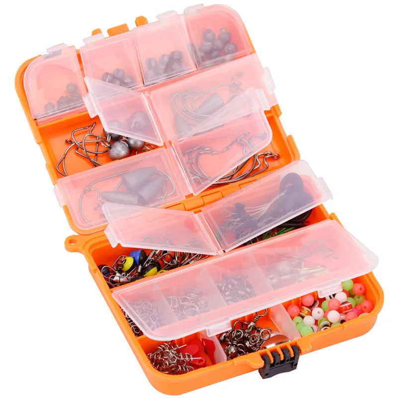 257-piece fishing lure accessories set in ABS plastic storage box for Texas sea rock fishing