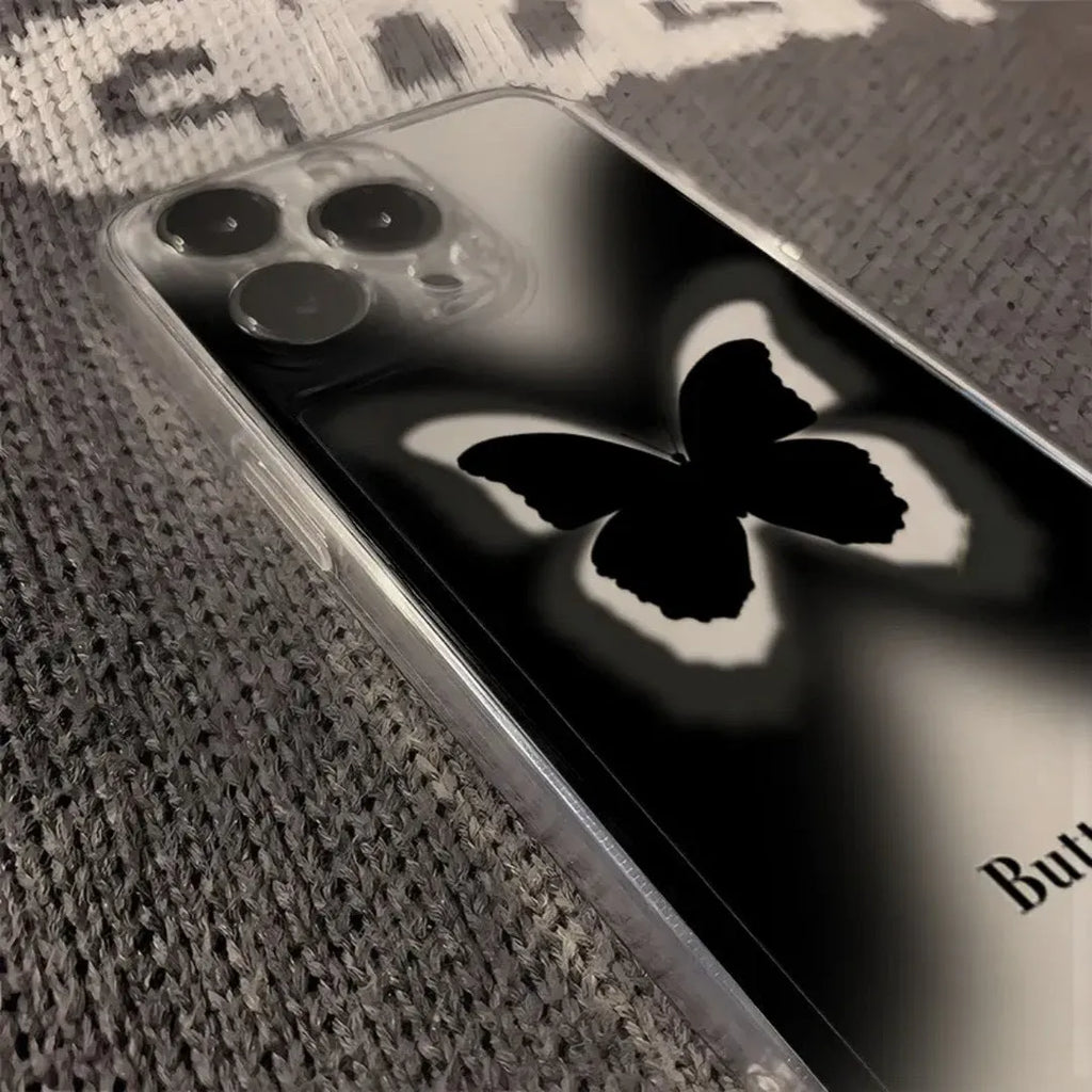 Transparent soft TPU phone case with painted butterfly design for iPhone models, shockproof and anti-fingerprint.