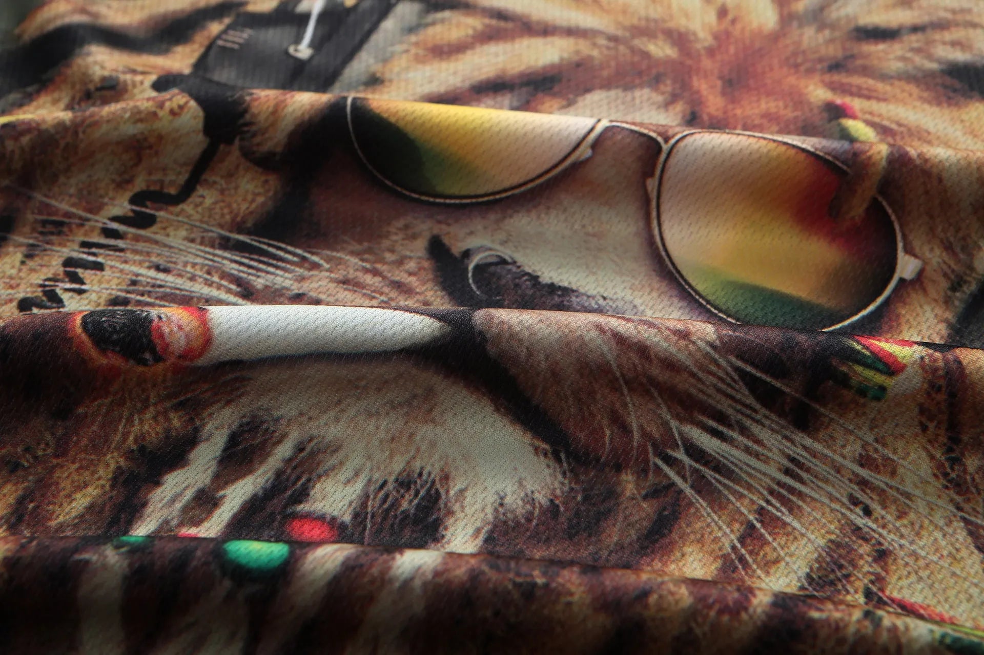 Men's 3D lion print short sleeve T-shirt round neck chemical fibre blend summer casual top