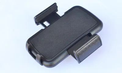 Black universal car phone holder installed in a CD port with adjustable arms for mobile phone or GPS navigation