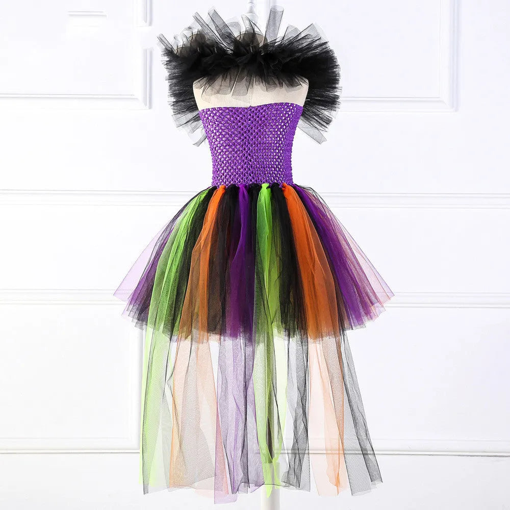 Halloween wizard girl dress in photo colour, nylon main fabric and lining, sizes 2Y to 12Y