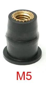 Motorcycle windshield rubber brass nut fasteners in M4 M5 M6 sizes, 10-piece set