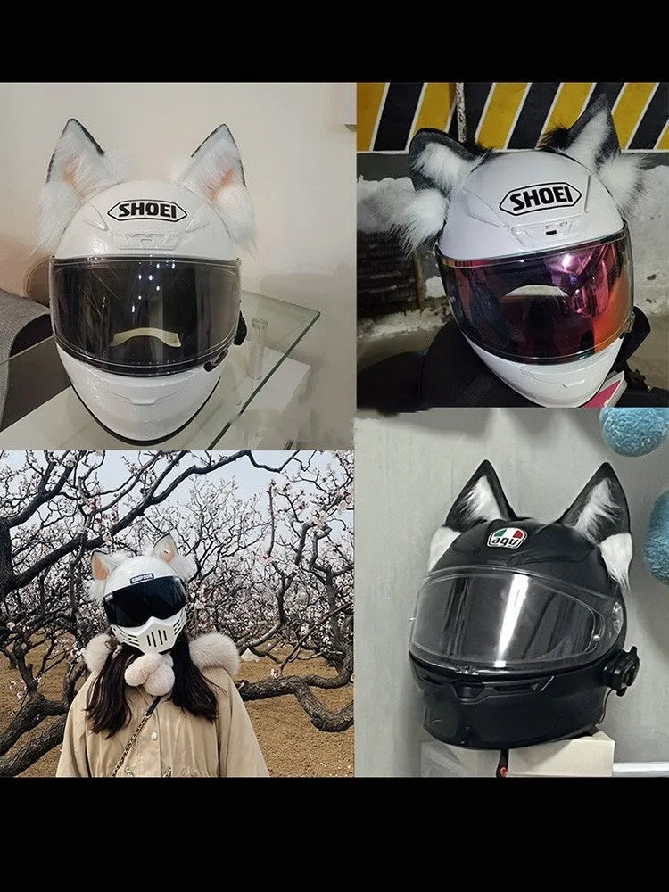 ABS helmet ears and tail ornament, 62cm+ fit, motorcycle helmet decoration