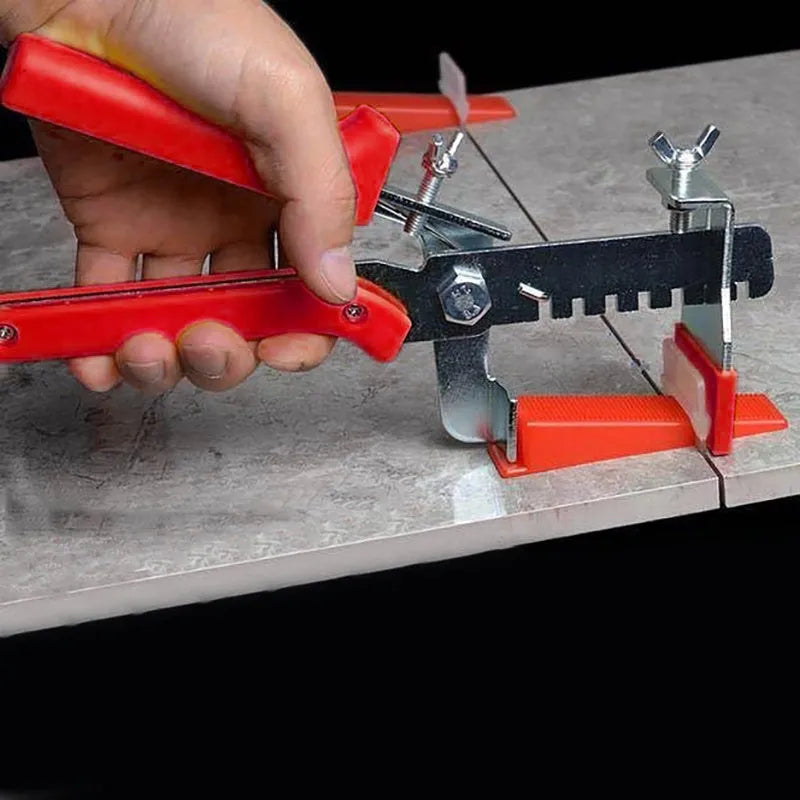 Red tile leveling clip with PVC handles and stainless steel clips, 23.0 x 11.5cm, 6-level adjustment tile installation aid