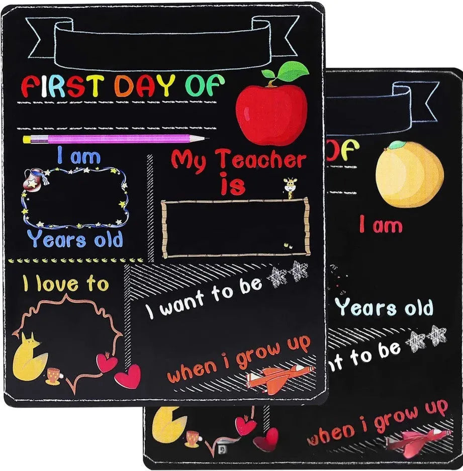 Natural wood colour first day of school blackboard ornament with modern simplicity style.