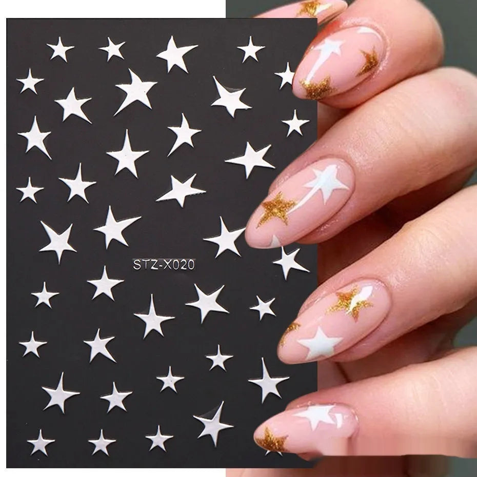 Black and silver striped cartoon pattern nail stickers with plastic application tool