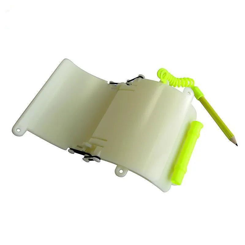 Luminous underwater writing wristboard with pencil for scuba diving communication