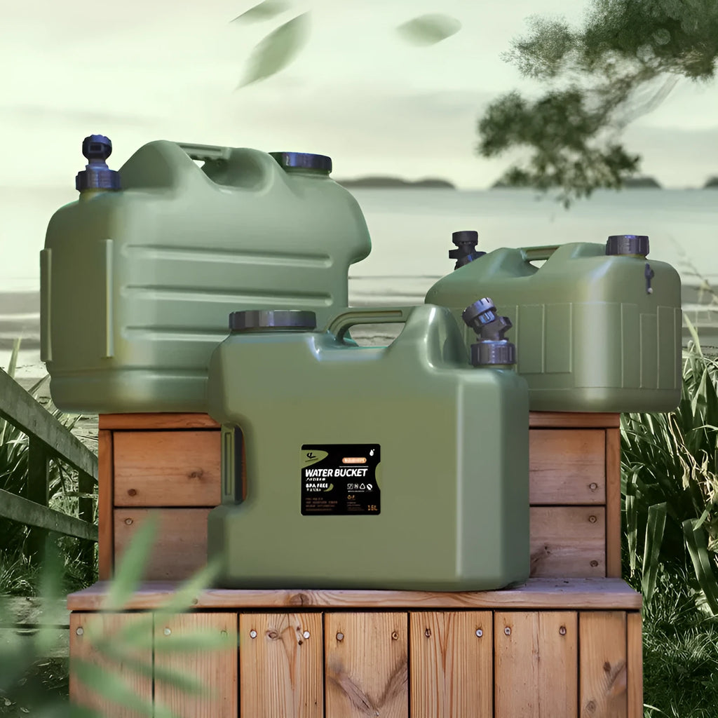 Outdoor thickened PE portable water storage tank in Army Green with multiple sizes