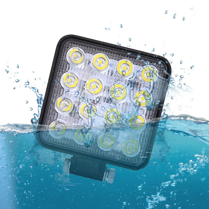 Square 48W LED work light with plastic housing for construction machinery inspection