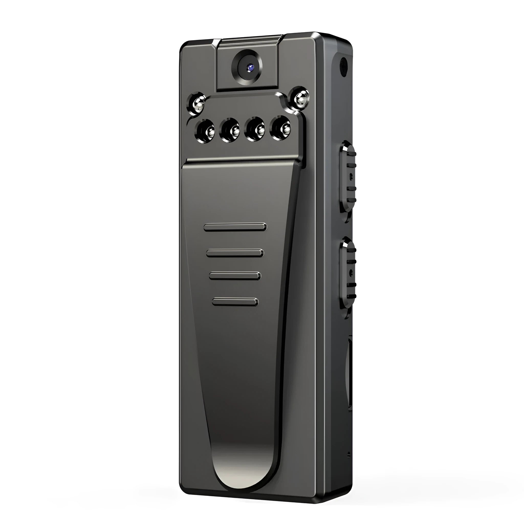 Black HD DV home camera on a stand with a rotational lens, shown as a dashcam and action camera.