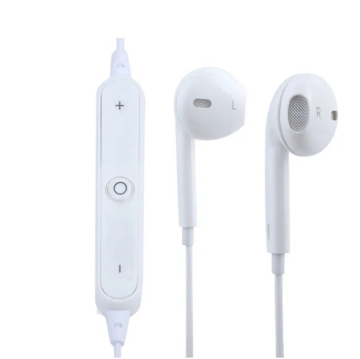 S6 wireless Bluetooth V4.1 in-ear earphones in black or white with 10m range and 90mAh battery