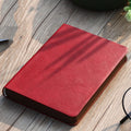 Portable A6 wire-bound notebook with imitation leather cover and pen in black brown grey khaki red