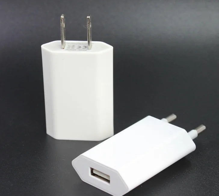 USB travel charger with cable compatible with iPhone and iPad devices