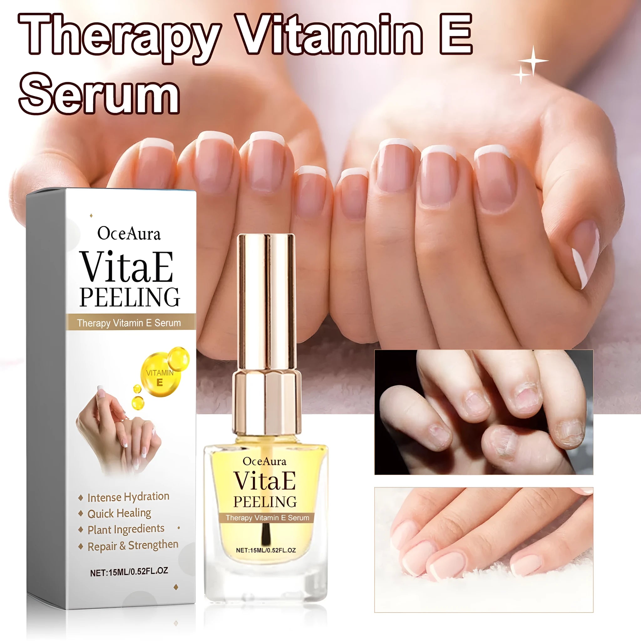 Nail anti-bite bitter nail water 15ml set with treatment solution and two nail files on a white background