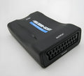 Compact HDMI to Scart converter with 1080P support, showing both HDMI and Scart ports