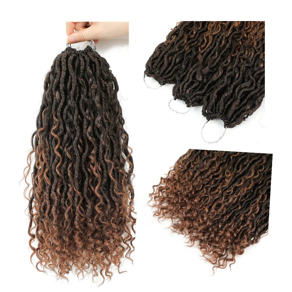 Crochet hair in dirty braid style, chemical fibre high temperature wire, 14in and 18in, colours 1B, 1B/27, 1B/30, 1B/Bug.