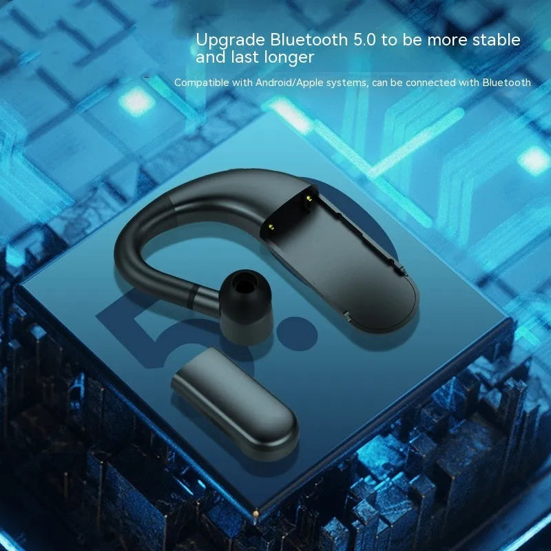 Black Vernon R200 digital display ear hook Bluetooth headset with in-ear fit and dual battery design