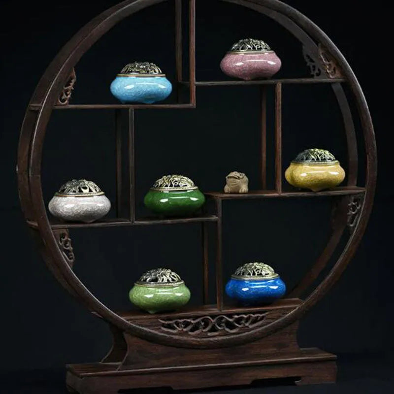 Ceramic retro package incense burner in multiple colours for home decor and meditation