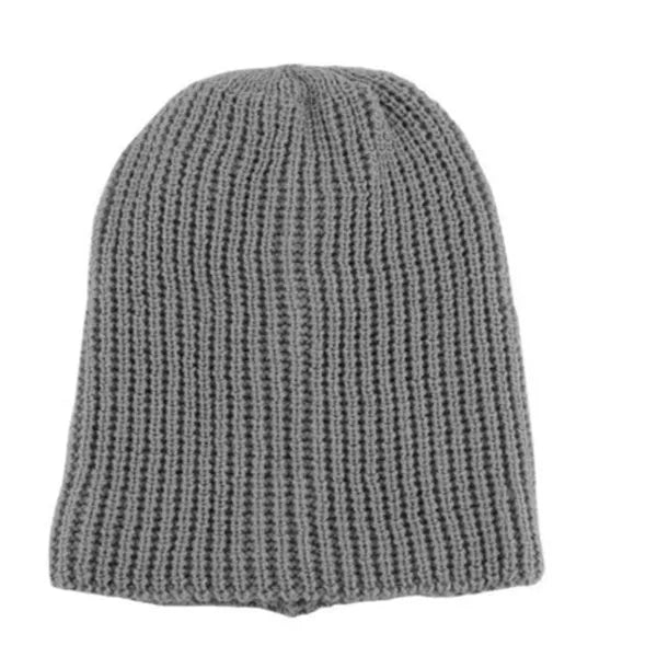 Knitted wool cap, striped pattern, black gray jujube red, 32cm length 20cm width, warp knit