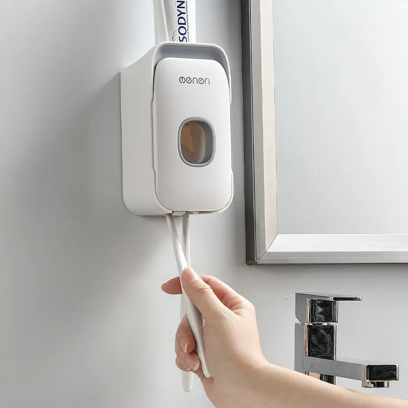 Automatic toothpaste dispenser with touch sensor on wall-mounted ABS plastic housing