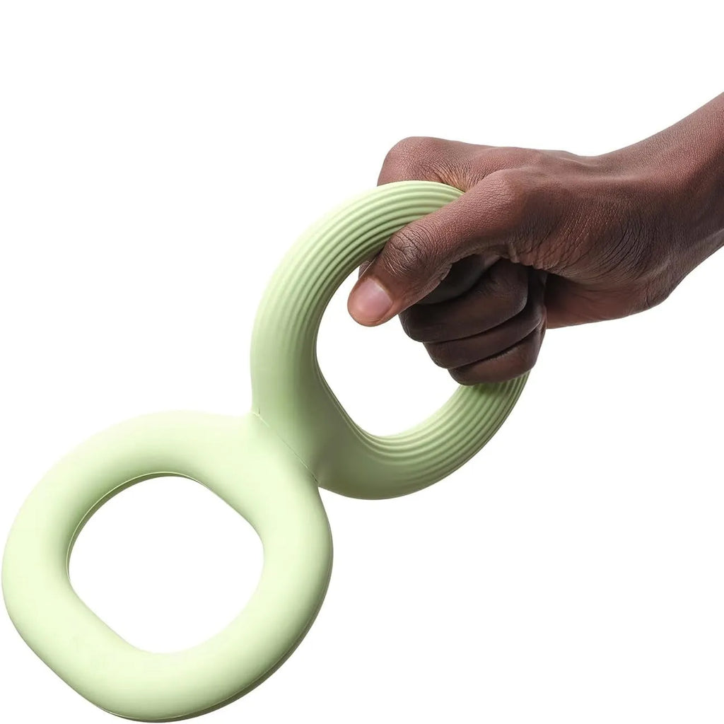 Light green rubber pet bite pull toy shown as a single-piece dog tug toy available in 22.8cm and 28cm sizes.