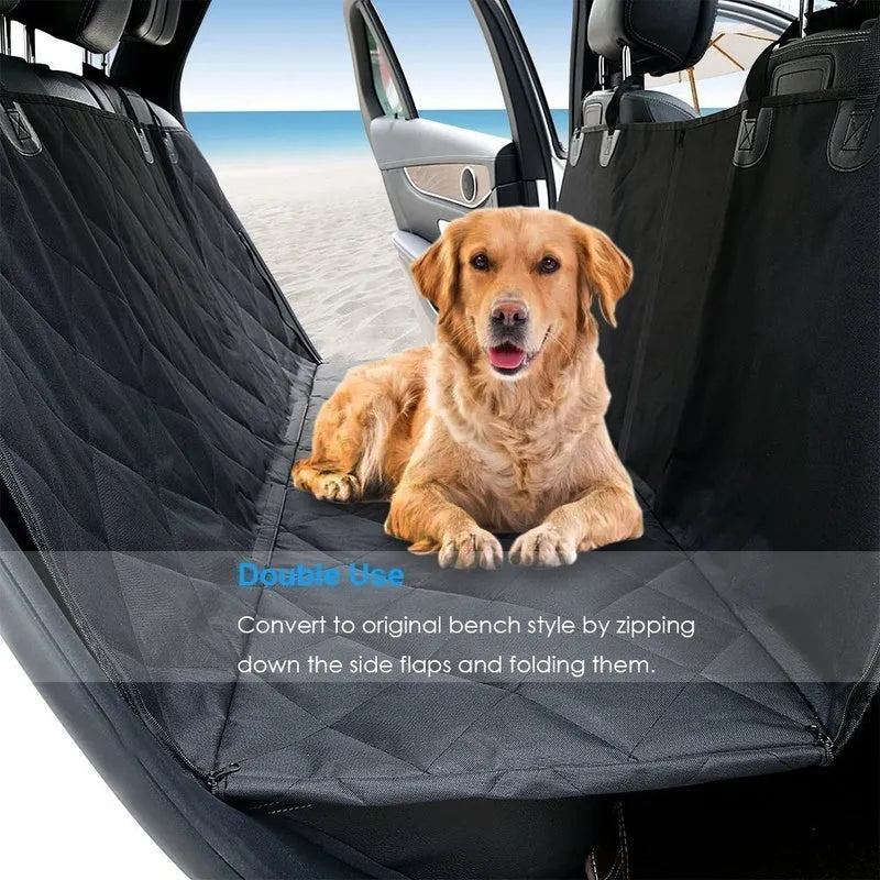 Thicken quilted waterproof pet car mat in black, 137 x 147 cm, breathable cloth seat cushion for dogs.