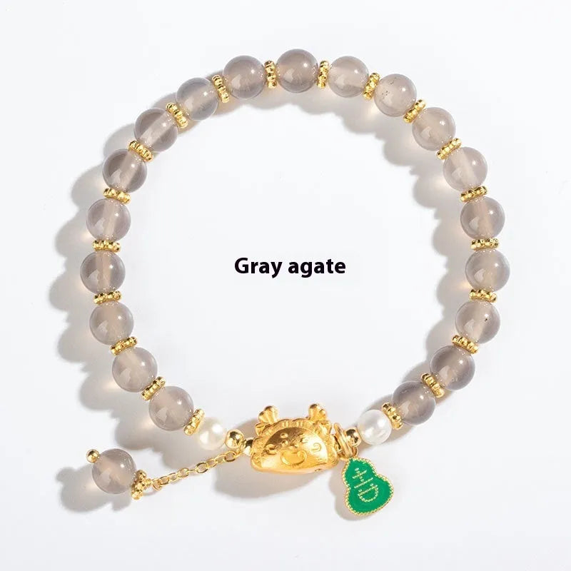 Handmade natural agate crystal bracelet with 8mm diamond-shaped beads in multiple colour options
