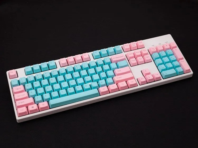 Pink PBT keycap set for mechanical keyboards showing 1.5mm thickness and opaque finish