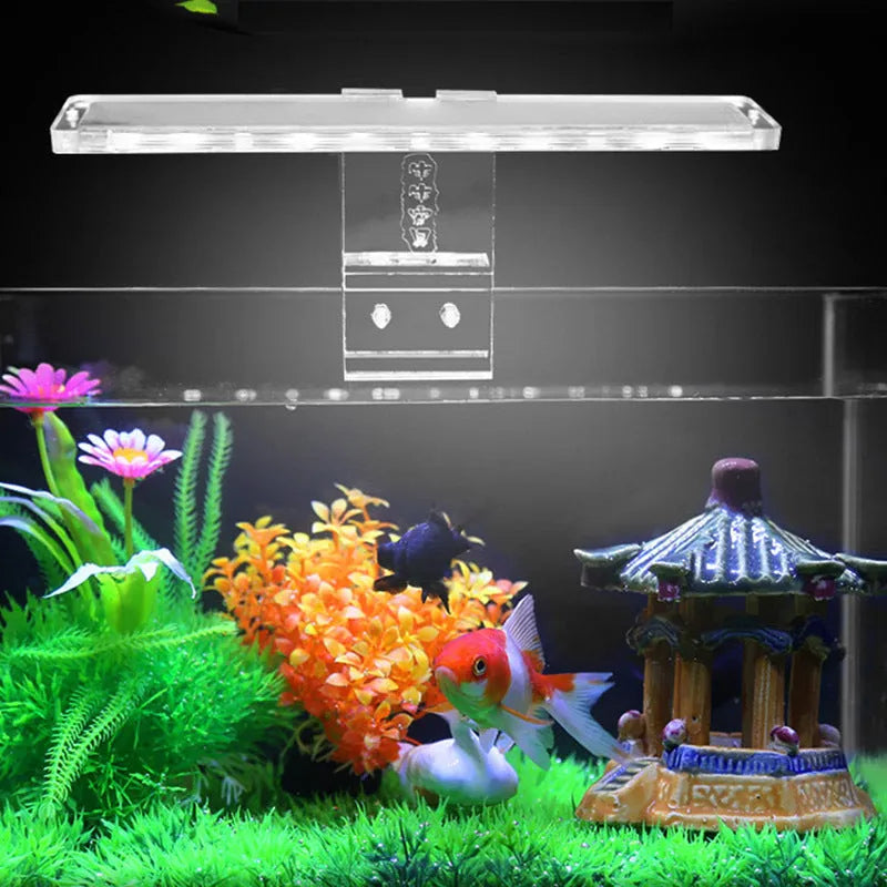 LED fish tank light with transparent acrylic body and touch switch for 10mm tank wall