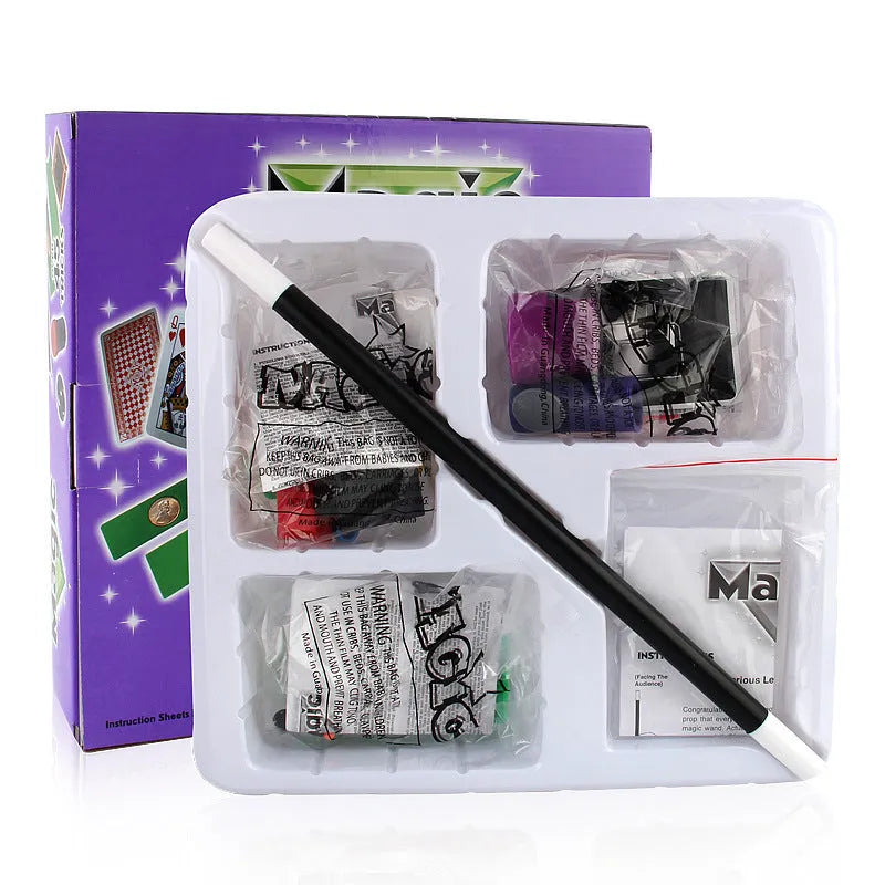 Purple and red magic props set for children aged 3-7 years with plastic construction