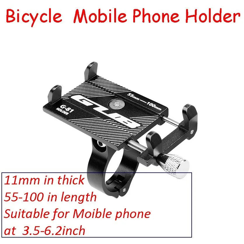 Aluminium bicycle phone holder with 360-degree rotation for handlebars 22-31.8mm