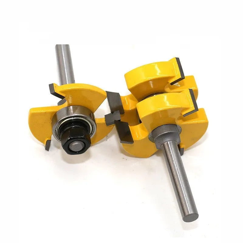 Woodworking T-slot milling cutter with straight handle and three-tooth T-shaped blade