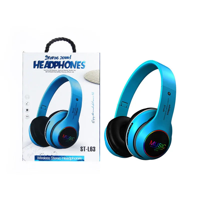 Black Explosive Sound Bluetooth 5.0 over-ear headset with microphone.