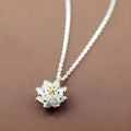 S925 sterling silver lotus pendant necklace for women with O-ring chain