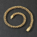 Men's keel twist titanium steel chain necklace in antique silver on a grey background