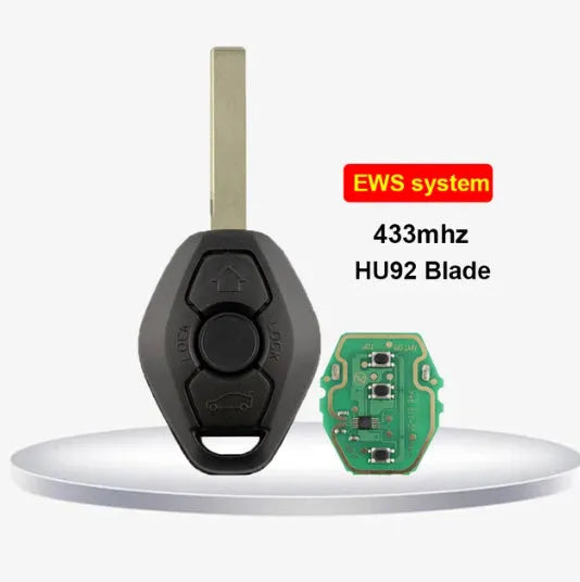 BMW EWS 3 button remote replacement key with ID44 chip and HU58 blade