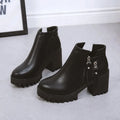 Women's side-zip high-heeled Dr Martens boots, black or black-khaki, 6-8cm heel, low shaft