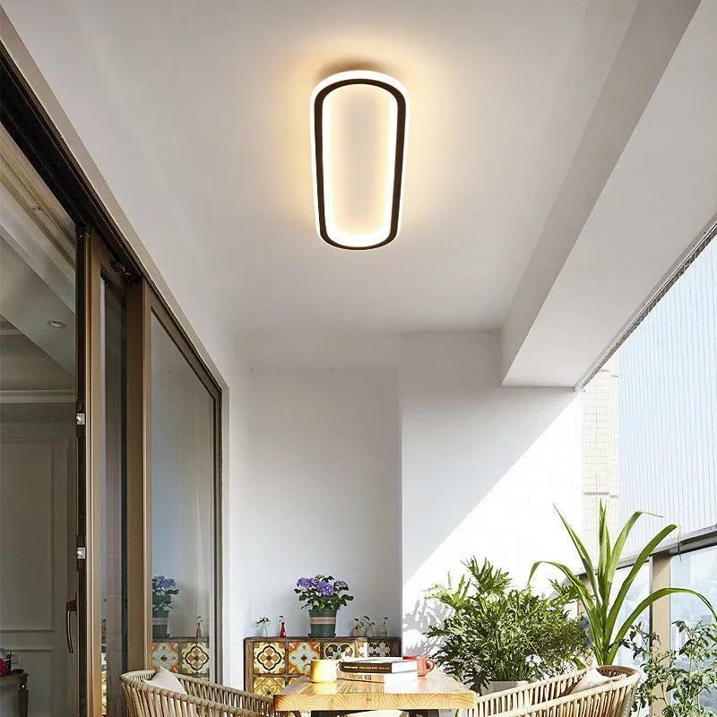 Black rectangular ceiling lamp, 30cm x 5cm, full spectrum LED white light, for balcony and corridor