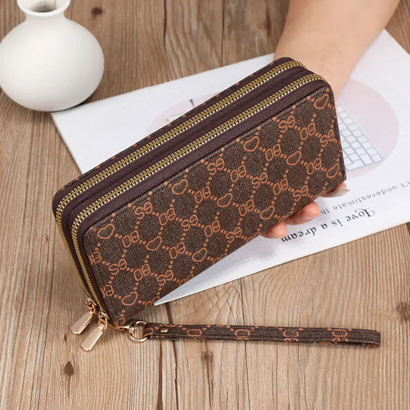 European retro style PU leather wallet clutch with mobile phone bag and coin purse compartments in black colour
