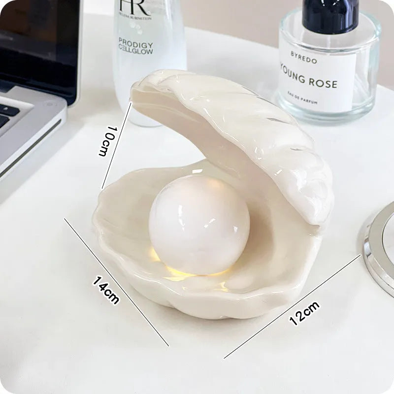 White porcelain storage tray with optional small integrated LED night light, shown in pink and white colour options.