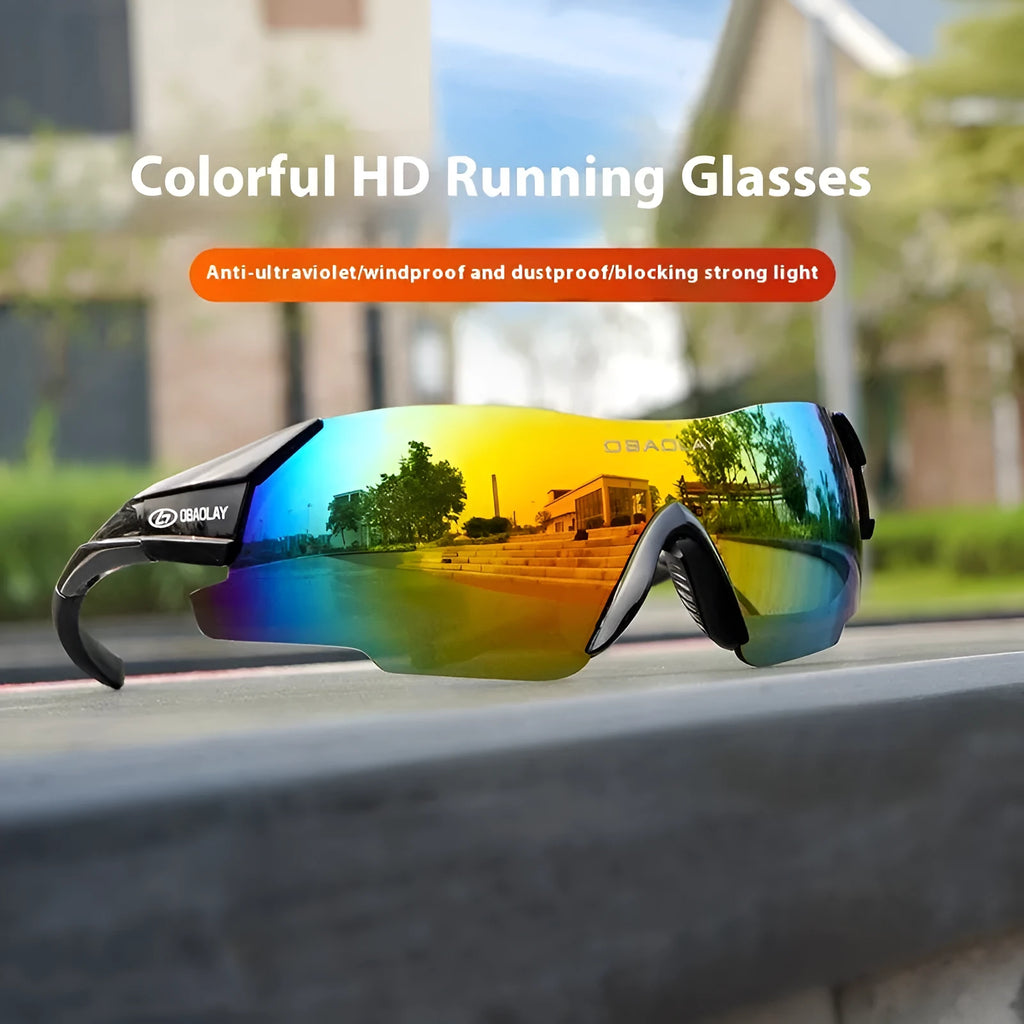 Frameless lightweight PC athletic glasses for outdoor running and cycling with UV-resistant lenses