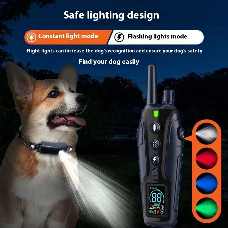 Colour screen dog trainer remote control and collar set with waterproof design and dual power display 2000 metre range