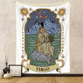 Polyester tapestry featuring a tarot skull design with digital thermal transfer print, rectangular shape, machine washable, size 100x150cm