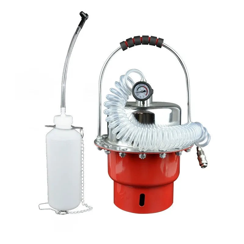 Pneumatic brake fluid replacement machine with pressure gauge and 5 litre capacity tank
