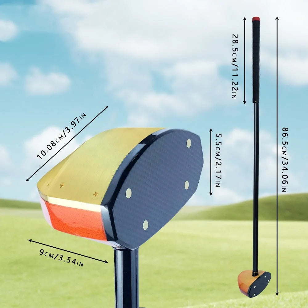 Green maple head golf training club with carbon shaft at 84cm length