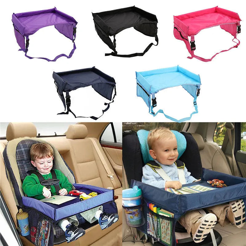 Vehicle-mounted children's waterproof toy table tray in dark blue, mei red, or purple colours