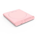USB-powered heating cup coaster pad with mechanical timer in pink and white colour options