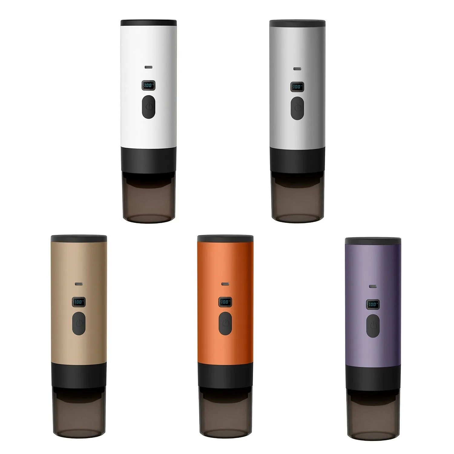 Portable capsule coffee machine with LCD display and wireless heating in pearl white