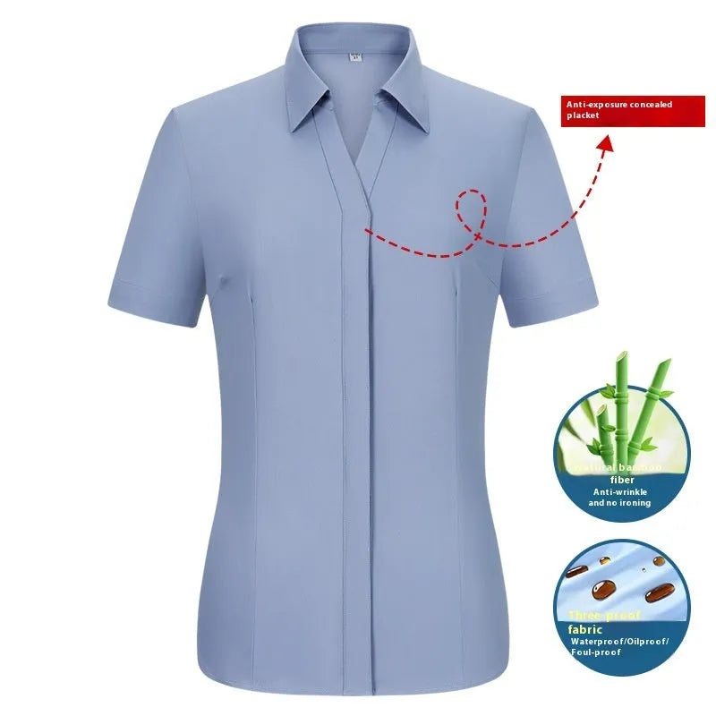 Men's bamboo fibre business shirt with square collar available in long sleeve and short sleeve styles