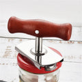 White stainless steel adjustable bottle opener with ABS plastic handle showing gear mechanism
